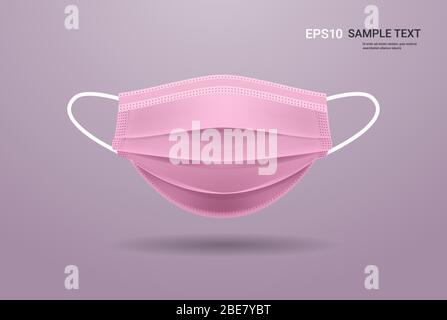 pink antiviral medical respiratory protection face mask coronavirus covid-19 prevention health care concept copy space horizontal vector illustration Stock Vector