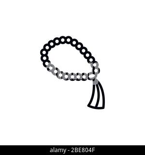 Beads thin line icon isolated on a white background.Ramadan holiday design element.Religion muslims sign Stock Vector