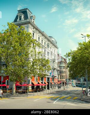 Architecture of Zurich in the center of old town, Switzerland Stock Photo