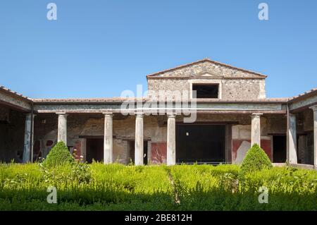 Summer in the peristyle (garden) of the House of Menander, Pompeii, Italy Stock Photo