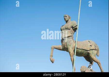 Mythical Centaur statue by Igor Mitoraj (1994) in the Forum of the ancient city of Pompeii, Italy Stock Photo