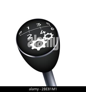 Gear Knob. Black Gearbox illustration. Mechanic car transmission. Vector illustraion Stock Vector