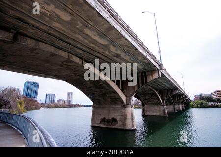 Pedestrian walkway under the Ann W. Richards Congress Avenue Bridge in Austin, Texas Stock Photo