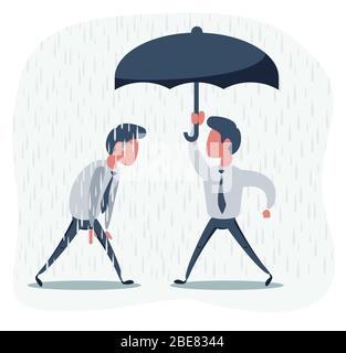 businessmen with and without umbrella under the rain Stock Vector