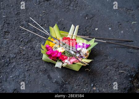 Balinese style incense sticks, incense sticks use with offering baskets for daily ceremonies Stock Photo