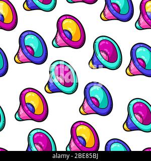 Seamless pattern with cartoon musical loudspeakers. Stock Vector