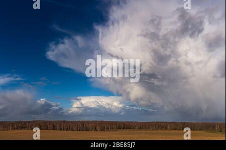Mammatus cloud formations in severe storm clouds Stock Photo
