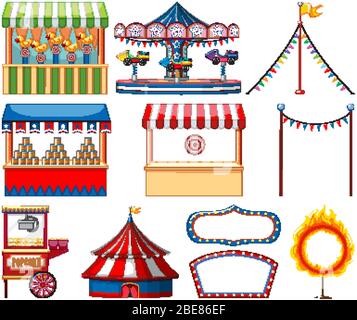 Set of circus items on white background illustration Stock Vector Image ...