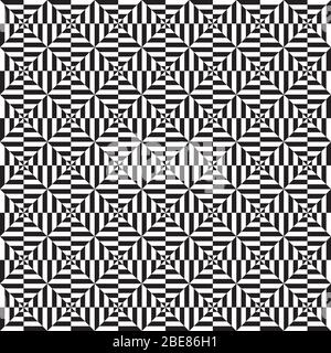Seamless abstract black and white op art illusion pattern Stock Vector