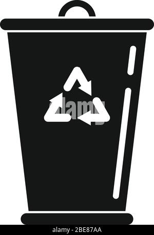 Recycling garbage bucket icon. Simple illustration of recycling garbage bucket vector icon for web design isolated on white background Stock Vector