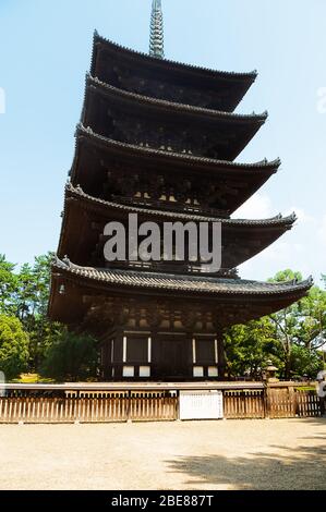 Five Storied Pagoda, Nara, Osaka, Japan Stock Photo