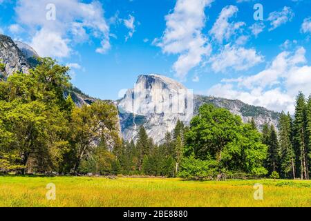 half dome on sunny day,yosemite national park,california,usa. Stock Photo