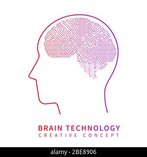 Future artificial intelligence technology. Mechanical brain creative idea vector concept. Artificial brain techology science illustration Stock Vector