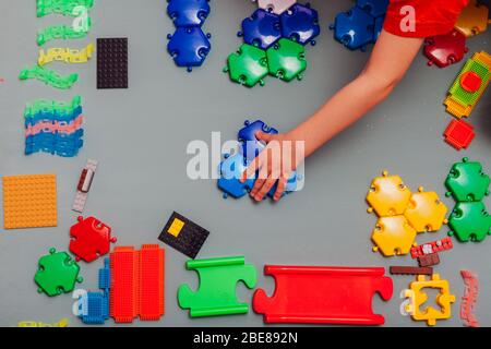 children's developing game designer for home on a gray background Stock Photo
