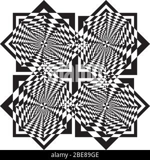 Abstract Arabesque diamond square game black cross celtic like swirll developement project Design black on transparent seamless plaid background Stock Vector