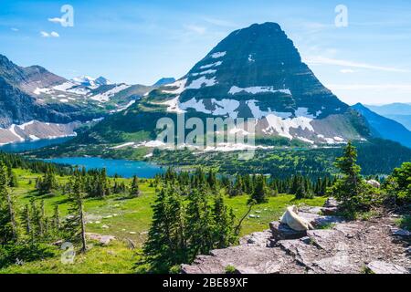 logan pass trail in Glacier national park on sunny day,Montana,usa. Stock Photo