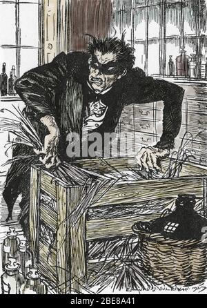 'Dr jekyll cherchant desesperement les poudres lui permettant de se debarasser de son personnage de Mr Hyde, Illustration de Edmund Joseph Sullivan (1 Stock Photo