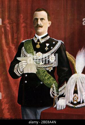 'Portrait du roi d'Italie Victor Emmanuel (Victor-Emmanuel) III (1869-1947) lors de la lecture du discours de couronnement en aout 1900' (King Vittori Stock Photo