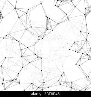 Molecular and atom structure with plexus 3d polygons. Creative vector drawing. Molecular atom technology line and dots illustration Stock Vector