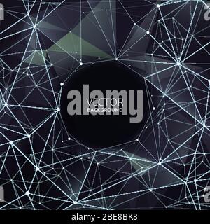 Cluster abstract texture. Computer network wireframe technology and big data vector concept. Connect geometric network illustration Stock Vector