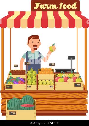 seller man farm products grocery street vector illustration Stock Vector  Image & Art - Alamy