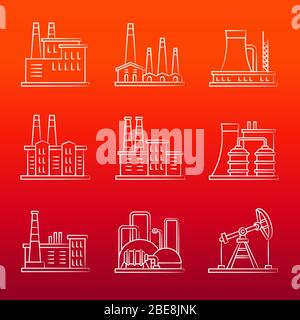 White industry powers line icons on colorful background. Vector illustration Stock Vector