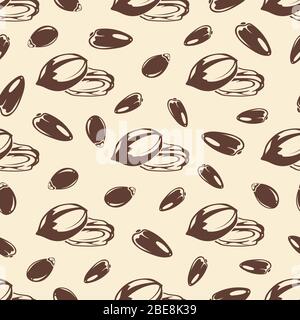 Nuts and seeds vintage seamless pattern. Background with food seeds, vector illustration Stock Vector