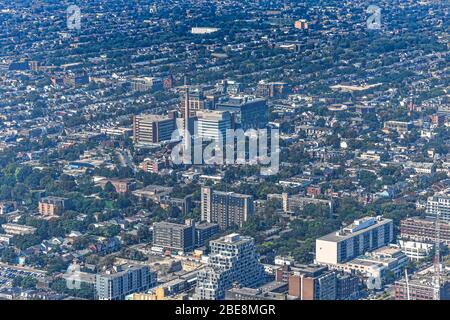 Panoramic view of the city of Toronto, with residential areas and a factory downtown. City concept. Toronto, Ontario, Canada Stock Photo