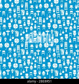 Interior seamless pattern design - home furniture seamless texture. Vector illustration Stock Vector