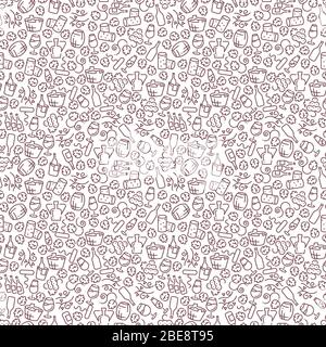 Winery seamless pattern design with bottles, glasses, grapes, and wine. Vector illustration Stock Vector