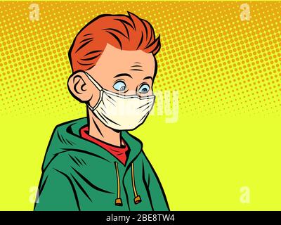A boy in a medical mask Stock Vector