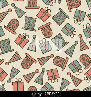 Retro party seamless pattern, vintage birthday party seamless background Stock Vector