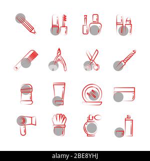 Thin line cosmetics icons on white background. Simple outline fashion cosmetic. Vector illustration Stock Vector