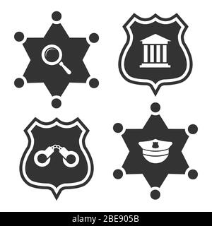 Law or police labels design. Vector police badge of set. Vector illustration Stock Vector