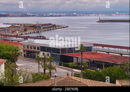 View of empty touristic port terminal in Palma de Mallorca during Covid-19 quarantine Stock Photo