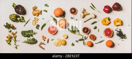 Variety of immunity boosting healthy plant foods Stock Photo