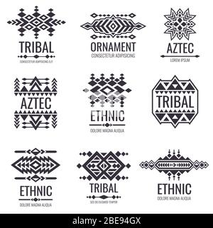 Tribal aztec vector pattern. Indian graphics for tattoo designs. Indian aztec tattoo tribal illustration Stock Vector
