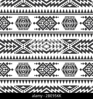 American aztec vector seamless texture. Native tribal indian repetitive pattern. Seamless mexican navajo geometric pattern illustration Stock Vector