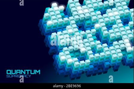 Quantum supremacy high performance computer. Modern technology fast computing web system server. Online connection fast solve problem supercomputer Stock Vector