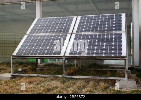 close up of solar water heaters, on the subtilis, is a clean new source of energy. Stock Photo