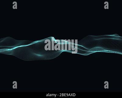 Digital flow of particles. Abstract wave vector background. Graphic flow light energy, futuristic particle in cyberspace illustration Stock Vector
