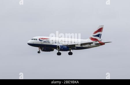 British Airways A319 Landing Manchester Stock Photo