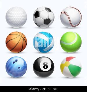 Sports equipment set. Realistic sports balls vector big set isolated on ...