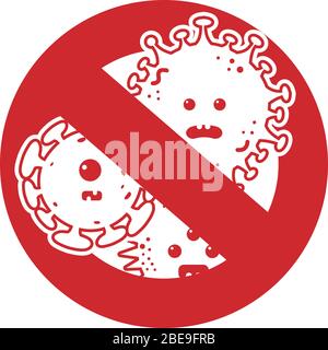 Vector illustration of stop virus sign in red color. Virus protection Stock Vector