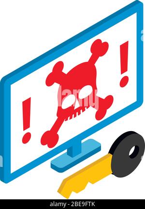 Hacking attack icon, isometric style Stock Vector