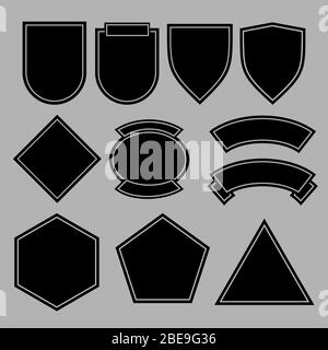 Army patches or military badges template design. Black shape form. Vector illustration Stock Vector