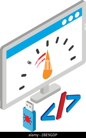 Loading speed icon, isometric style Stock Vector