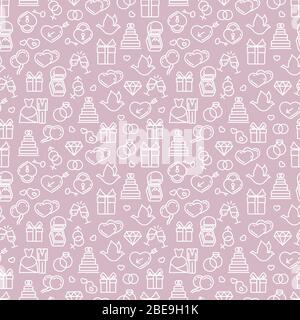 Romantic wedding seamless pattern design. Background seamless decoration vector illustration Stock Vector