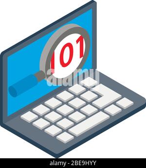 Web programming icon, isometric style Stock Vector