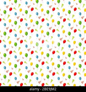 Birthday seamless pattern - colorful balloons seamles background. Vector illustration Stock Vector